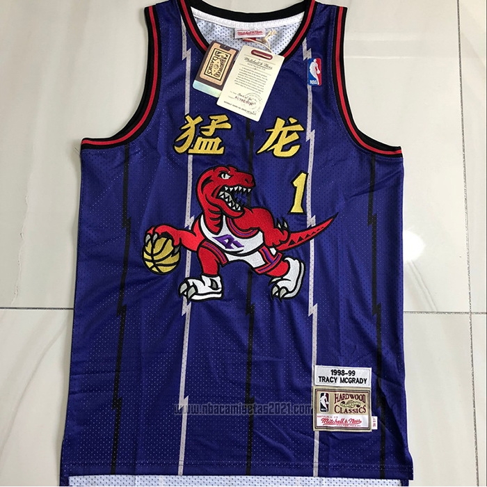 Camiseta Toronto Raptors Tracy Mcgrady #1 Mitchell & Ness 1998-99 Violeta